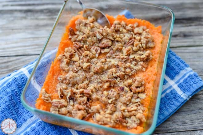 Close Up of Lightened Up Sweet Potato Casserole