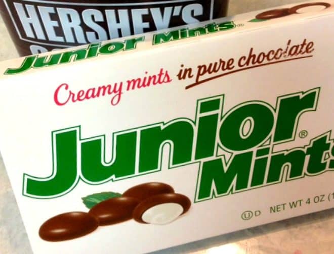 Junior Mints are used in my Minty Cocoa Mousse