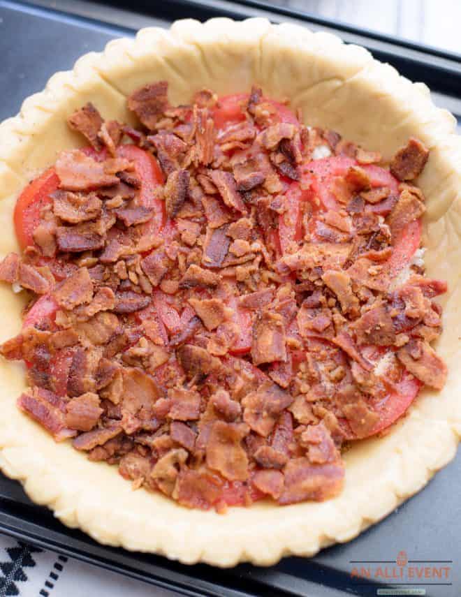 BLT Pie - layers of tomatoes, onions and bacon