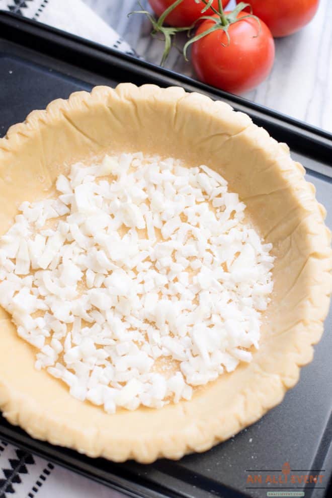 diced onions in pie crust