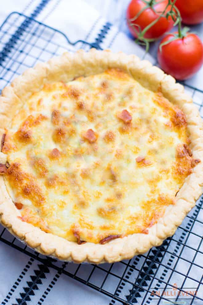 BLT Pie - Bacon Lettuce & Tomato Pie on cooling rack