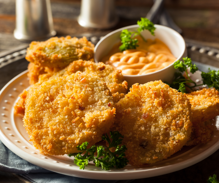 Fried Green Tomatoes on a white plate