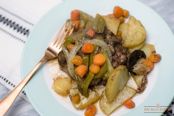 Hamburger Hobos on plate with veggies