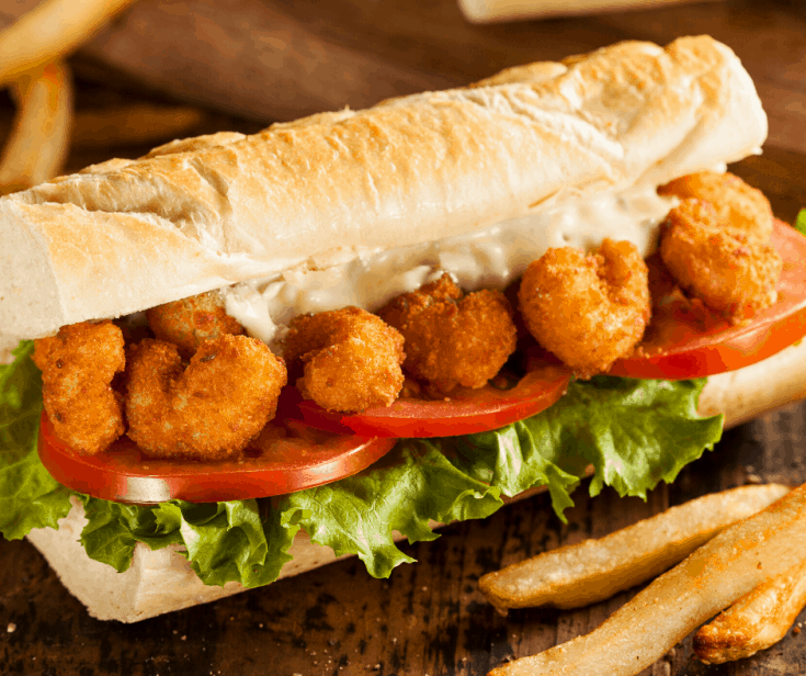 Fried Shrimp on Hoagie Rolls - Shrimp Po' Boys