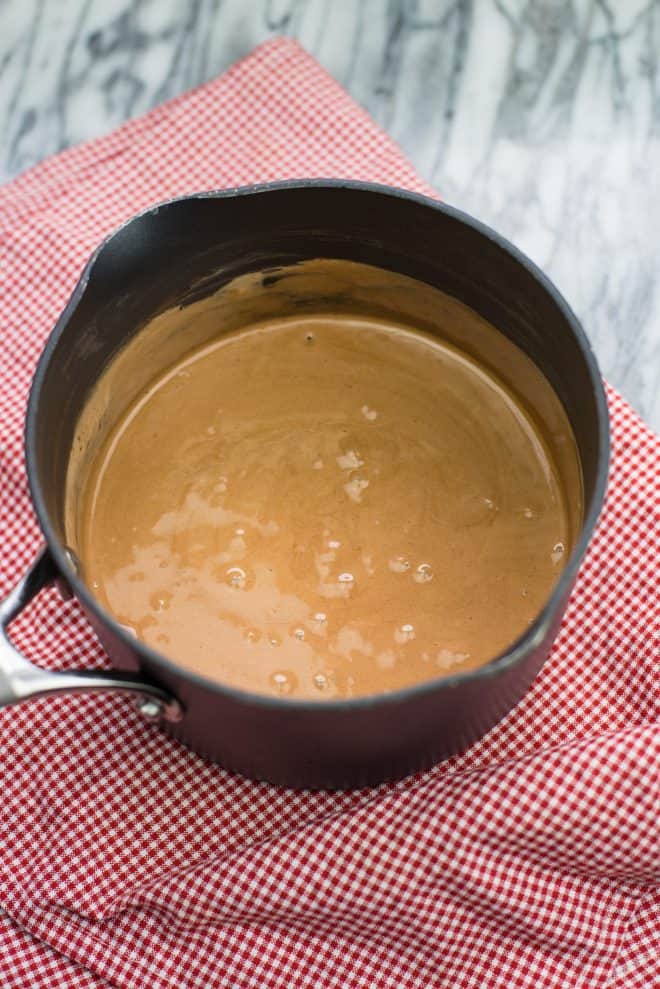 Chocolate Pie Filling in saucepan