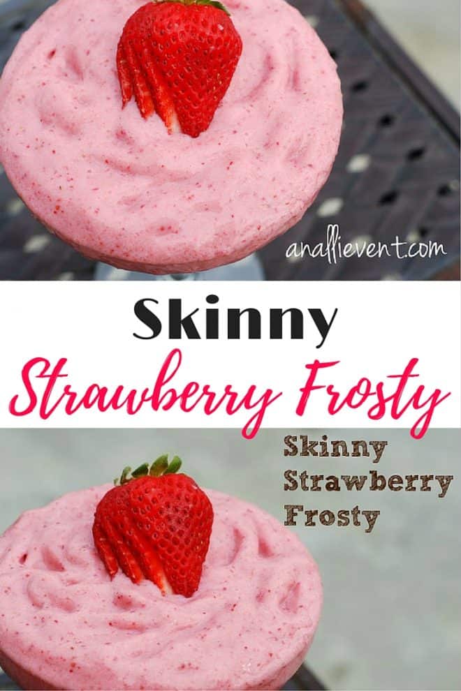 My Skinny Strawberry Frosty is thick, creamy and delicious. It's also low in fat and calories. Pass the spoon! 