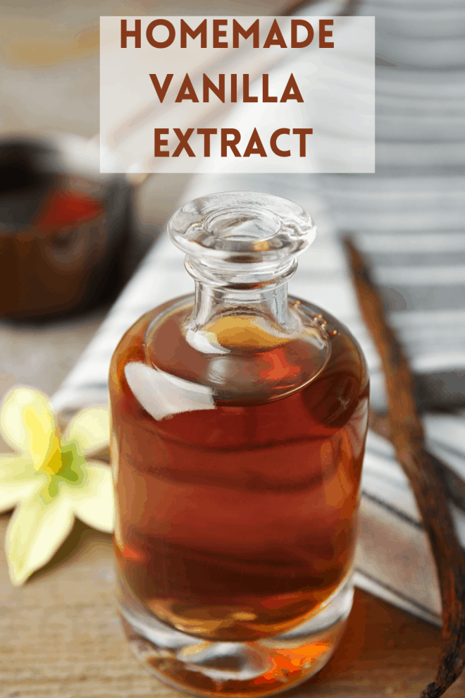 Homemade Vanilla Extract in glass bottle