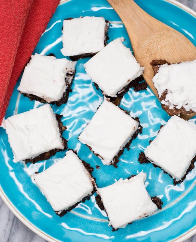 Homemade Macadamia Nut Brownies on serving platter