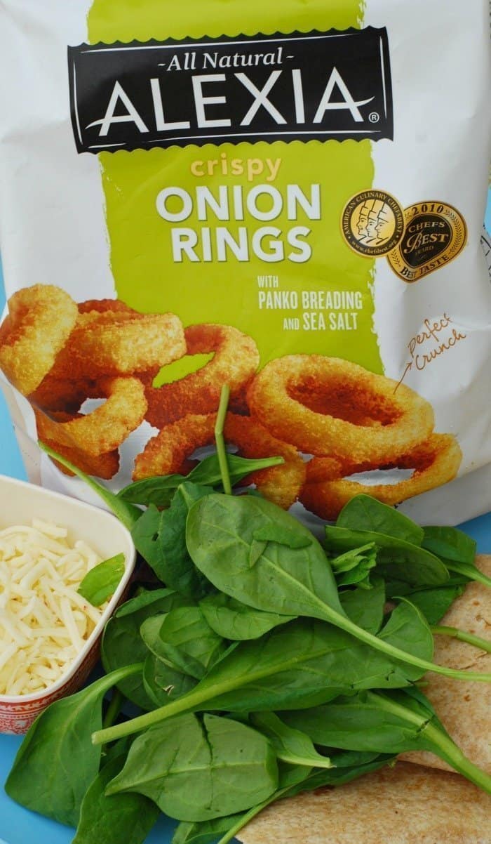 Onion Rings & Spinach Quesadillas
