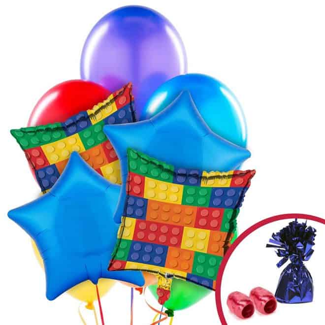 Balloon Bouquet for Legos Inspired Birthday Party 