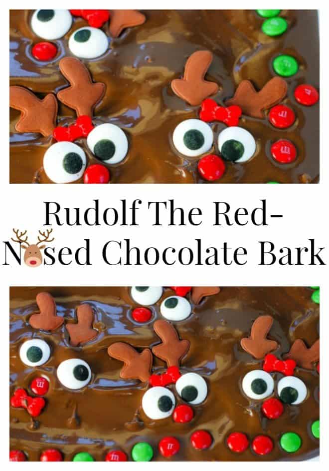 Rudolf the Red-Nosed Chocolate Bark is a fun holiday project to do with the kids!