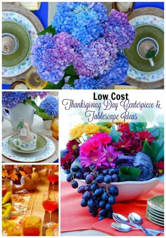 Low Cost Thanksgiving Day Centerpiece & Tablescape Ideas