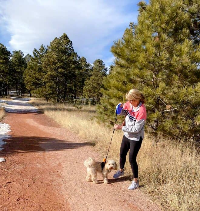 Melinda hiking in after photo