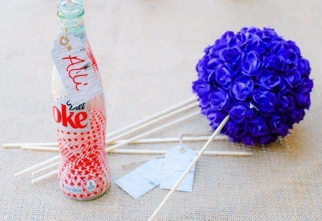 Centerpieces made with Diet Coke Bottles