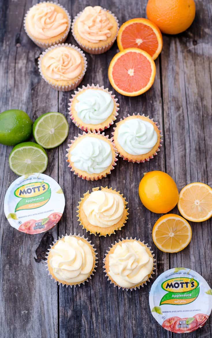 Citrus Cupcakes with Citrus Buttercream Frosting (Lemon, Lime, Orange)