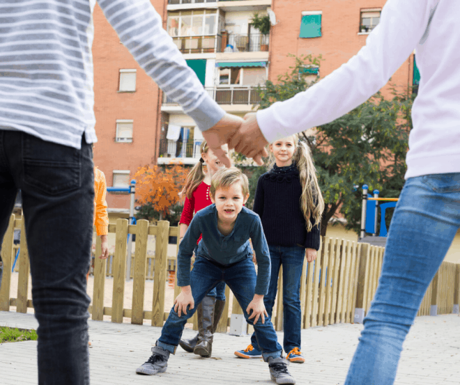 Kids Playing a Game Called Red Rover