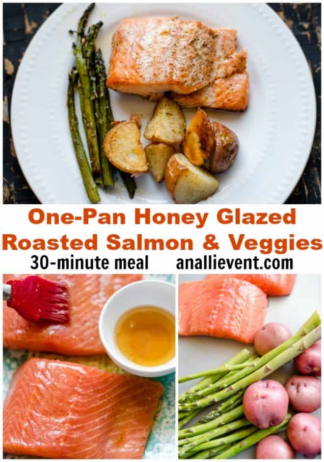 Honey Glazed Roasted Salmon and Veggies