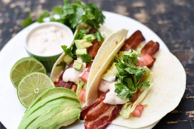 Bacon Wrapped Snacks - BLT Tacos with Chipotle Mayo