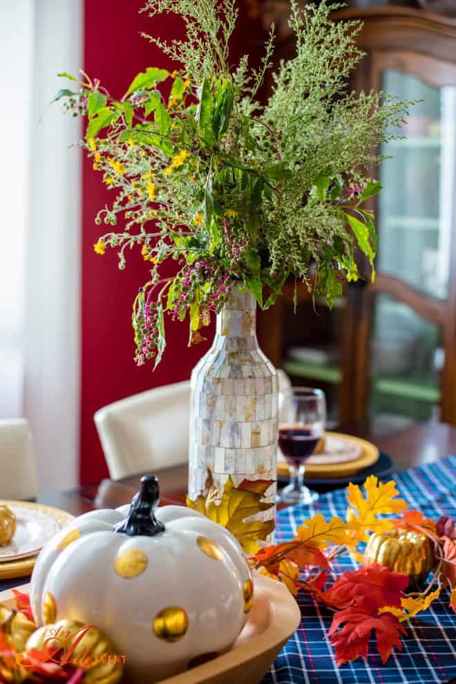 Vase full of Wild Flowers - Fall Home Tour