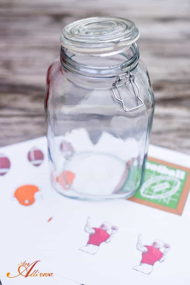 Instructions for making a DIY Football Themed Candy Jar