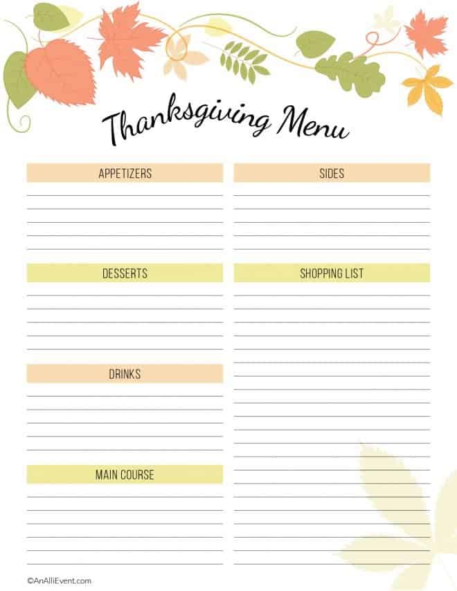 Free Thanksgiving Planner Printable