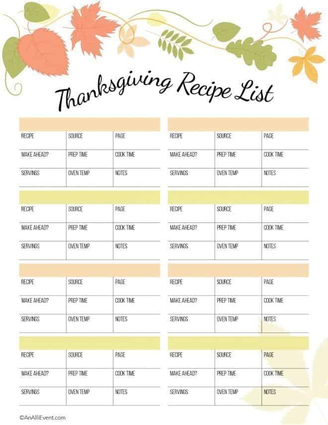 Thanksgiving Planner - Guest List