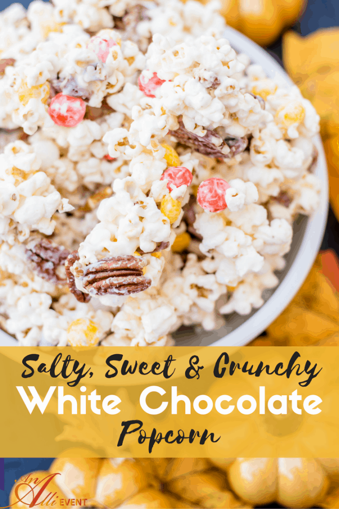 This Sweet, Salty & Crunchy White Chocolate Popcorn is so easy to make and delicious to eat.
