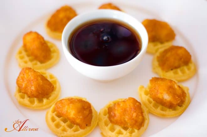 Mini Chicken and Waffles - Blue Cheese and Bacon Dip