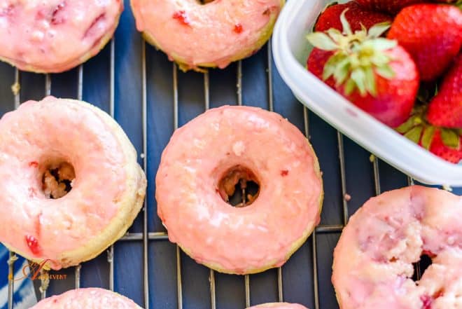 Baked Strawberry Doughnuts with Strawberry Glaze