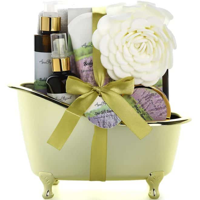 Spa Gift Basket in a Green Bathtub basket