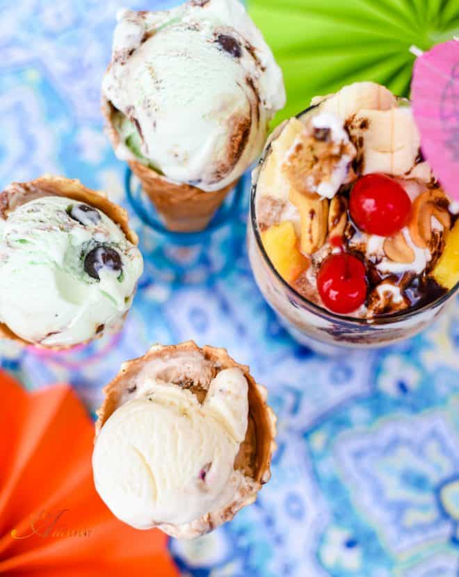 Ice Cream Cones and Banana Split Floats