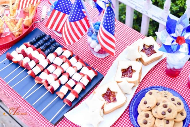 Chocolate Chip Peanut Butter Cookies and Patriotic Table