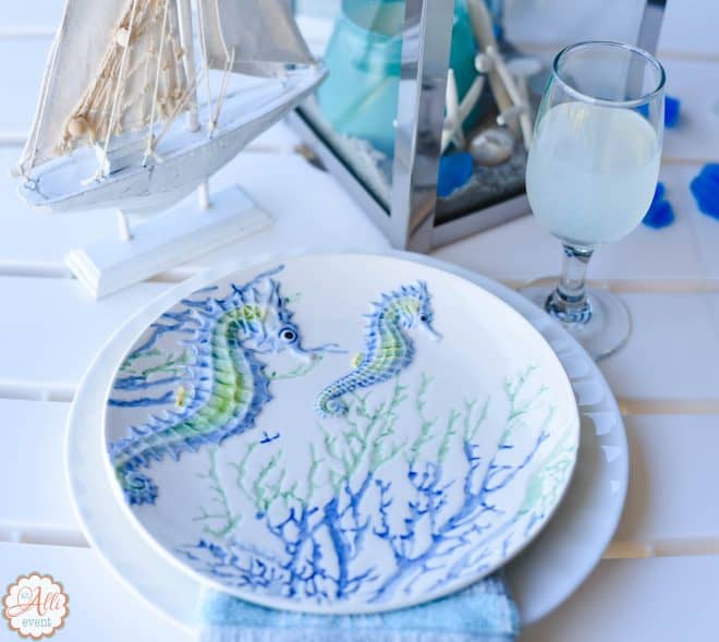 Shades of Blue Coastal Tablescape