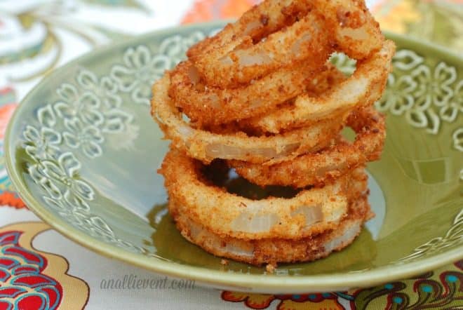 Vidalia Onion Rings on green plate