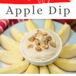 taffy dip surrounded by sliced apples