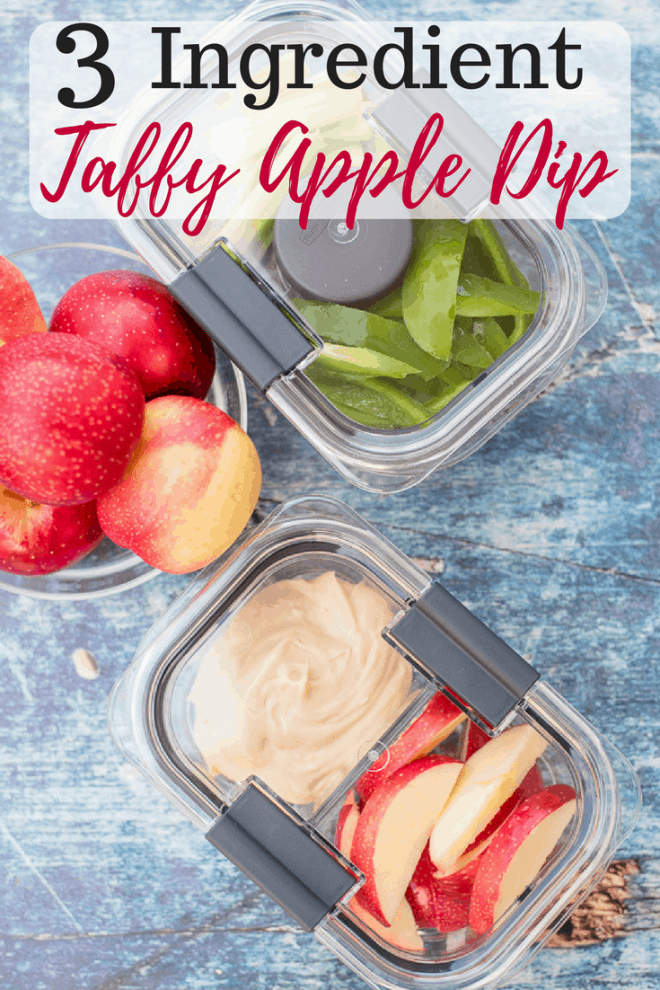 Are you looking for the perfect fall snack? My 3 Ingredient Taffy Apple Dip is delicious and perfect for fall! You probably have all the ingredients in the pantry! You would never guess that this creamy taffy apple dip is so simple to make. 