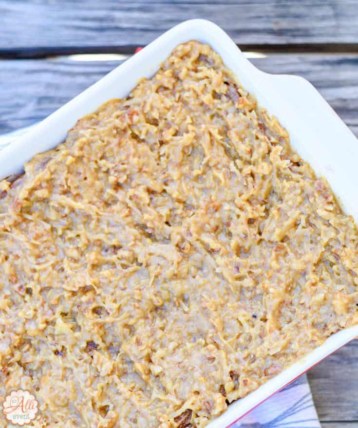 Carolina Skillet Cake meets German Chocolate Sheet Cake