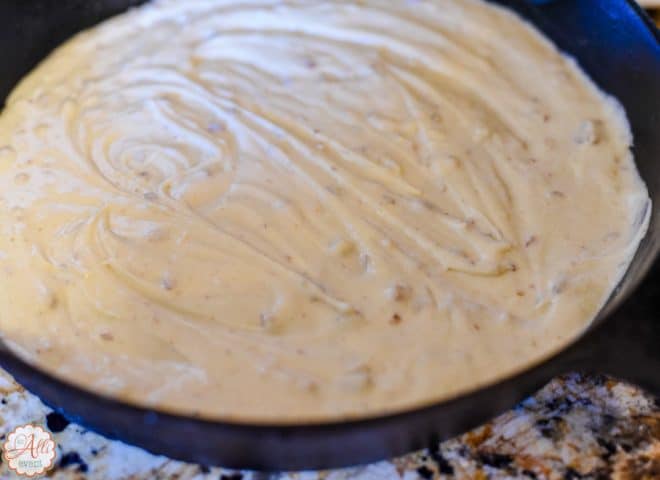 Mix the batter together for Carolina Skillet Cake