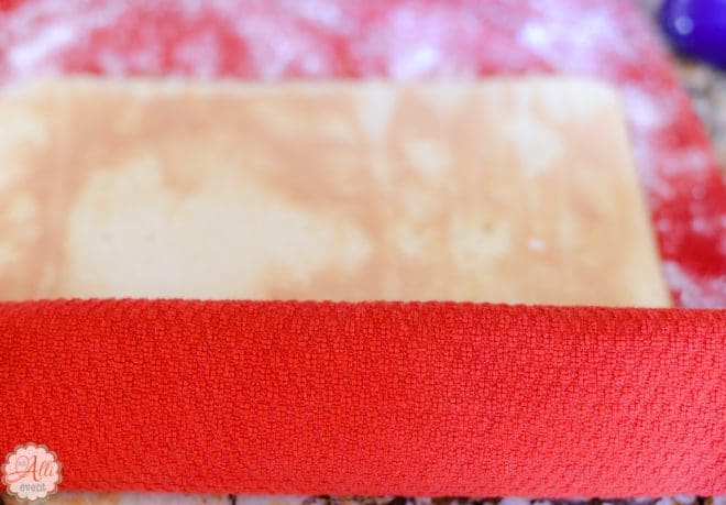 Roll up the Coconut Cake Roll and Towel together.