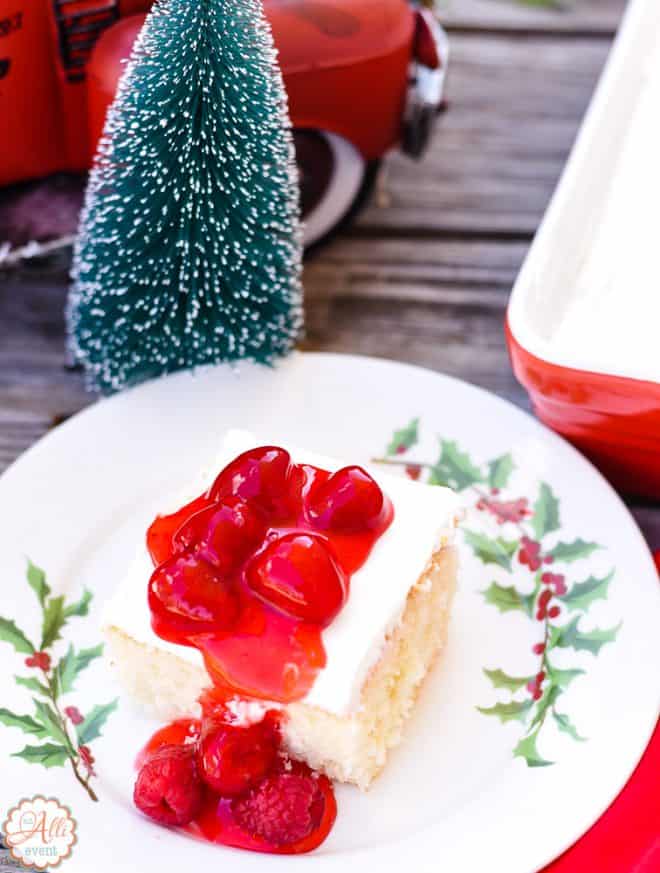 Festive White Cake with Raspberry Glaze