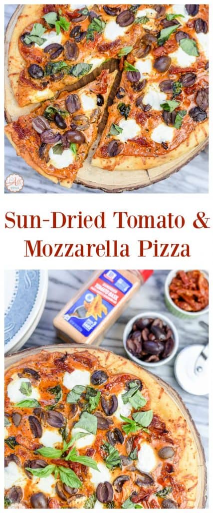 Sun-Dried Tomato and Mozzarella Pizza is easy to make and fun to eat. Skip the delivery! 