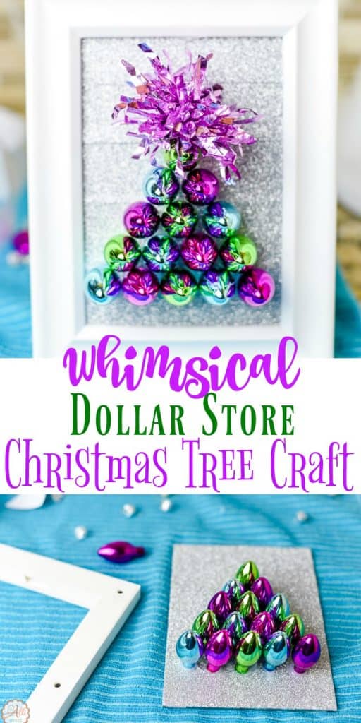 I added this Whimsical Dollar Store Christmas Tree Craft to a shelf in my bathroom. It brings a festive touch to the bathroom without breaking the bank. The entire project costs under $10.00. You can also use traditional Christmas colors to match your style. 