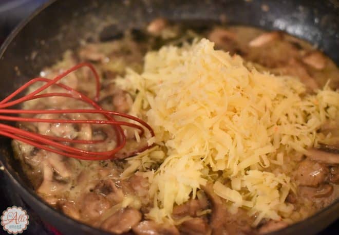 Add the Cheese to Make Pan Seared Pork Tenderloin with Mushroom Cheese Sauce