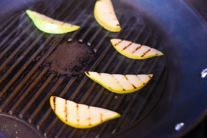 Grilling Pears for Grilled Pear Crostini