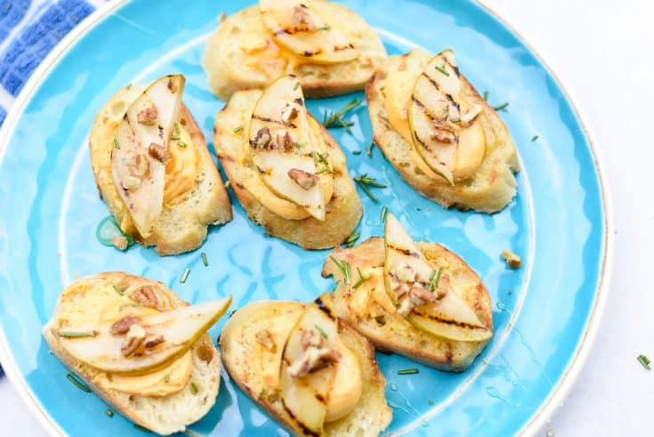 Rosemary Topped Grilled Pear Crostini