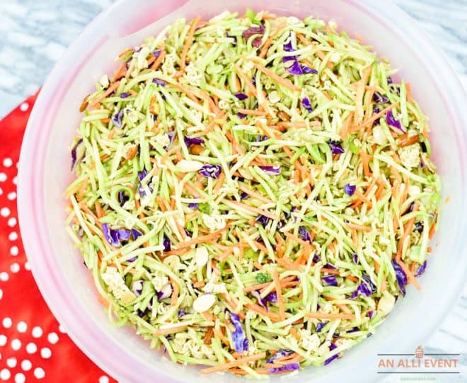 Bowl of Oriental Ramen Broccoli Salad