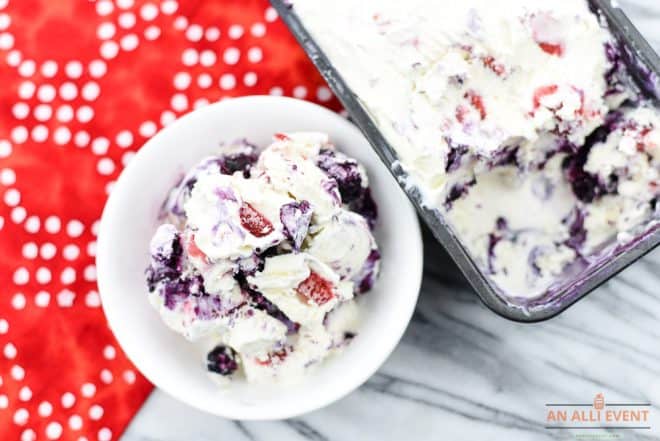 Delicious Red White and Blueberry No-Churn Ice Cream