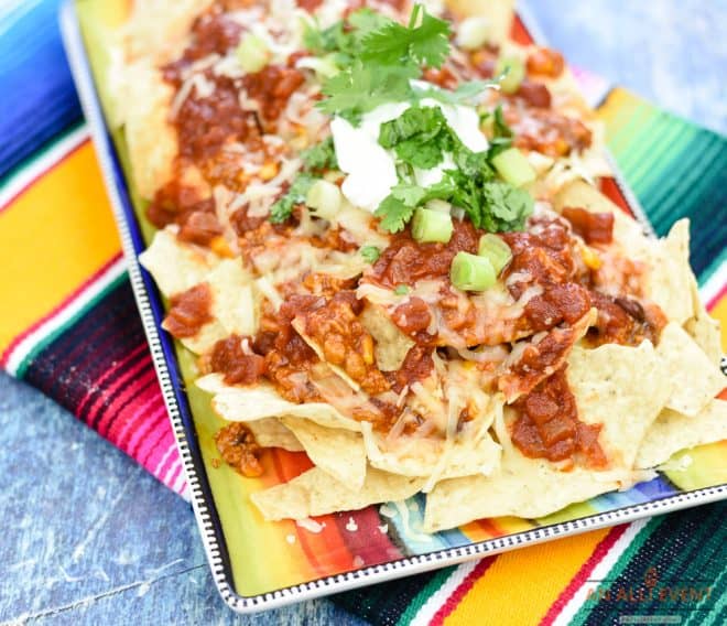 Close Up of Loaded Nachos