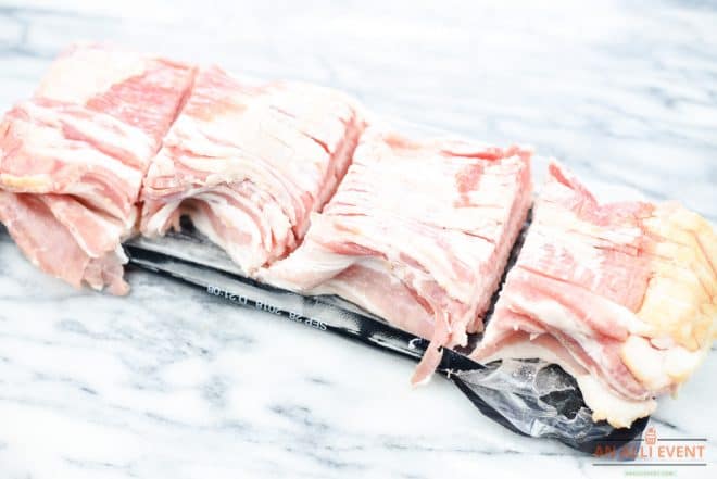 Slab of Bacon sliced