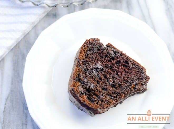 Slice of Triple Chocolate Bundt Cake